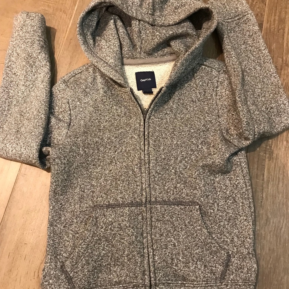 Grey and silver zip up Gap hoodie